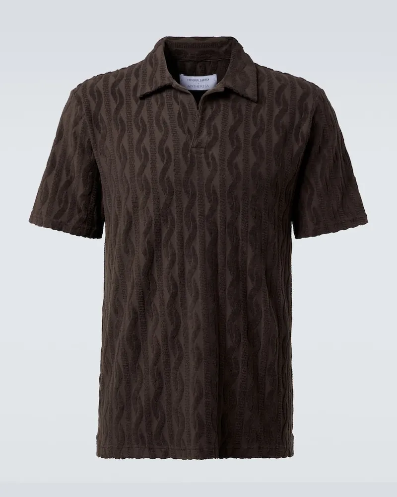 Frescobol Carioca Polohemd Faustino aus Jacquard Braun