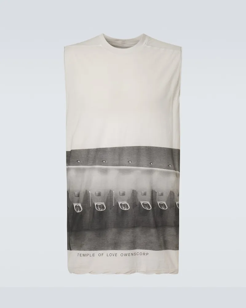 Rick Owens Bedrucktes Top Jumbo aus Baumwoll-Jersey Weiß