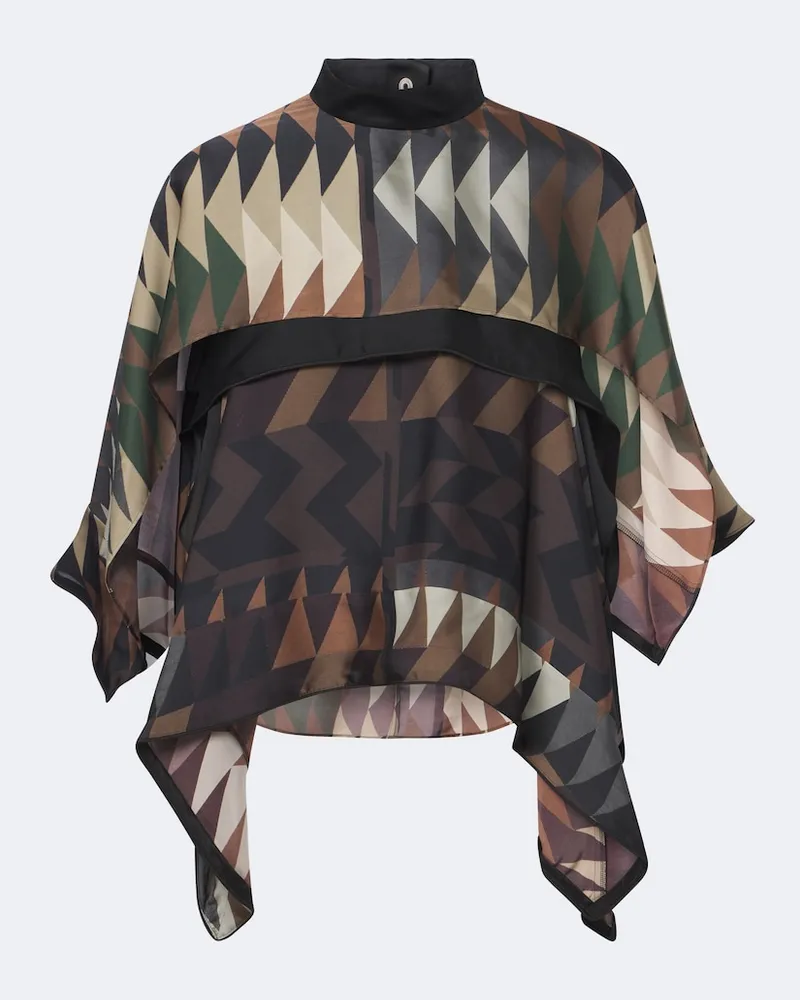 Sacai Bedrucktes Top aus Satin Multicolor