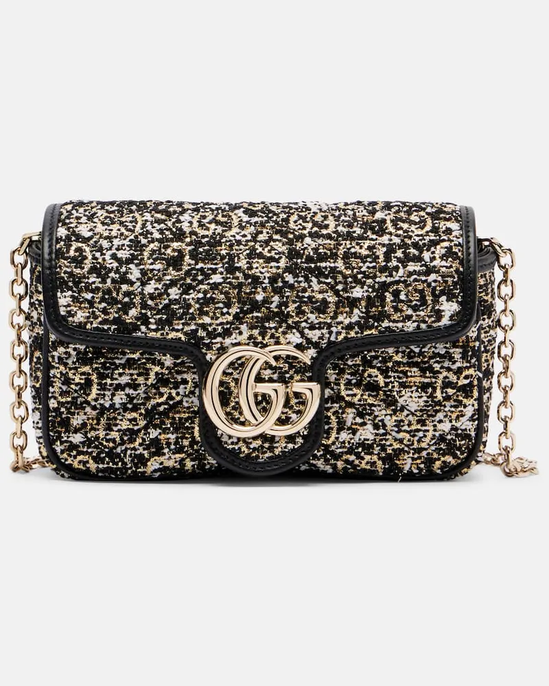 Gucci Schultertasche GG Marmont aus Tweed Schwarz