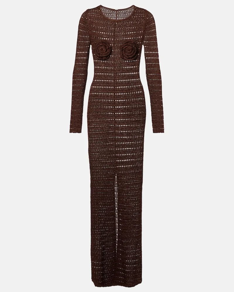 SAME Maxikleid aus Häkelstrick Braun