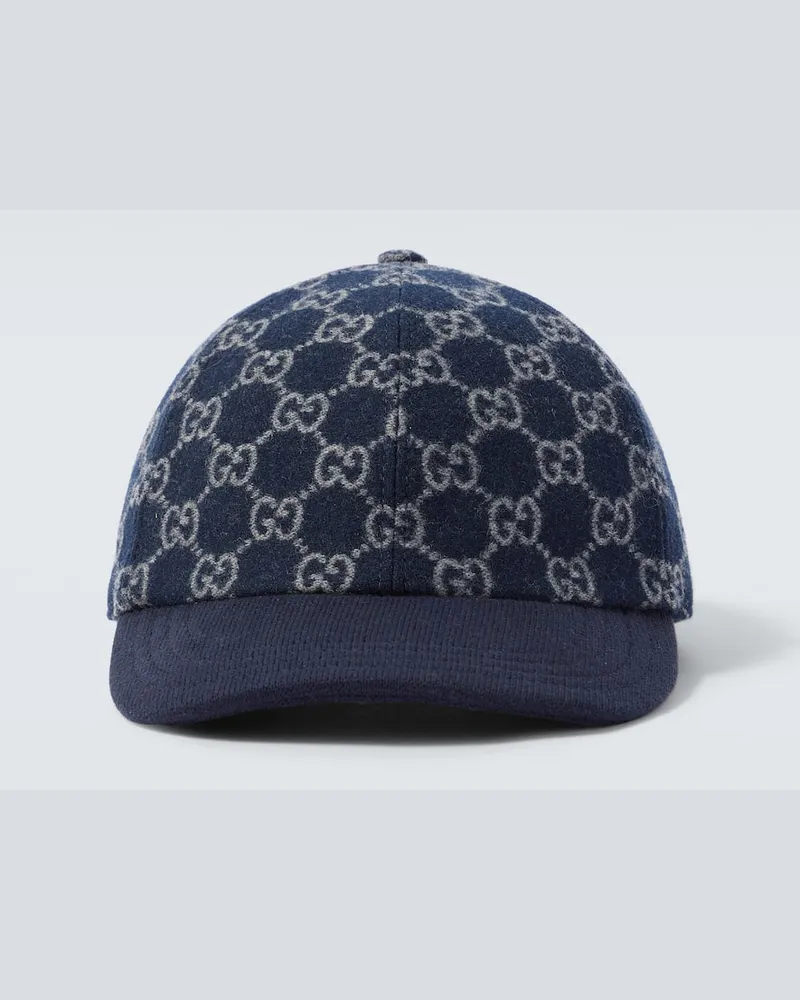 Gucci Baseballcap GG aus Woll-Jacquard Blau