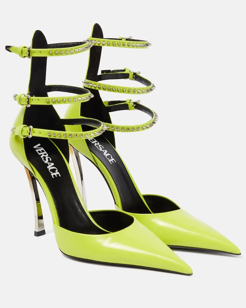 Versace Verzierte Pumps Pin-Point aus Leder Grün