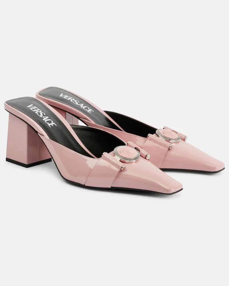 Versace Mules Medusa aus Lackleder Rosa