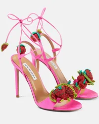 Aquazzura Sandalen Strawberry Punch 105 aus Raffiabast Pink