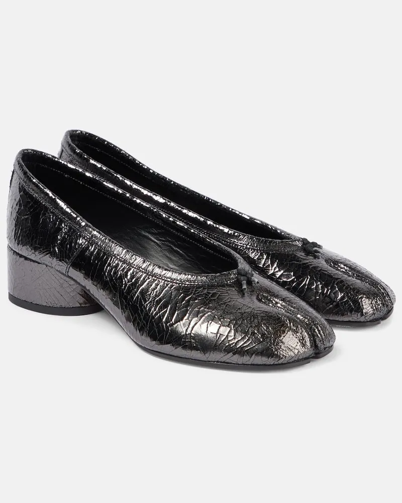 Maison Margiela Pumps Tabi aus Metallic-Leder Silber