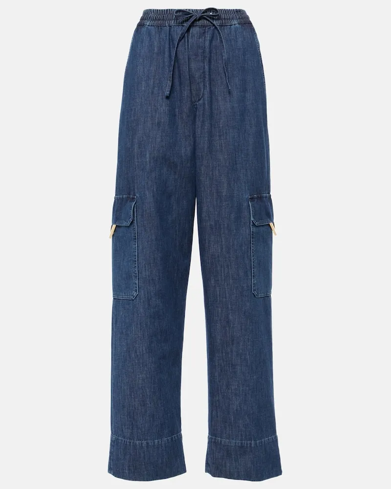 Valentino Garavani Wide-Leg Cargo-Jeans VGold Blau