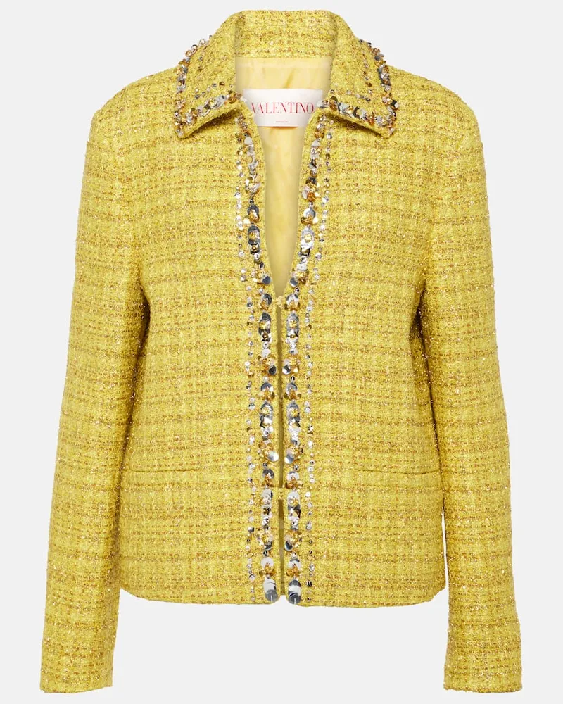 Valentino Garavani Verzierte Jacke aus Tweed Gelb