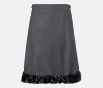 Midirock aus Wolle mit Satin