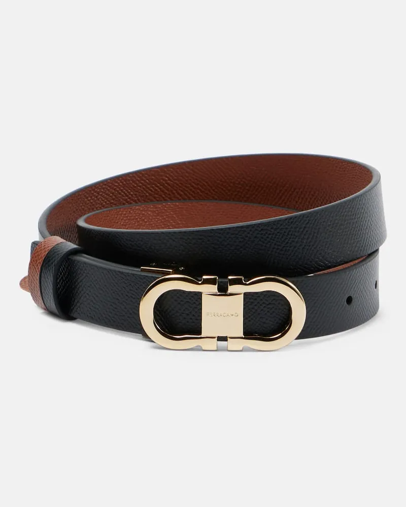 Ferragamo Wendbarer Gürtel Gancini aus Leder Schwarz