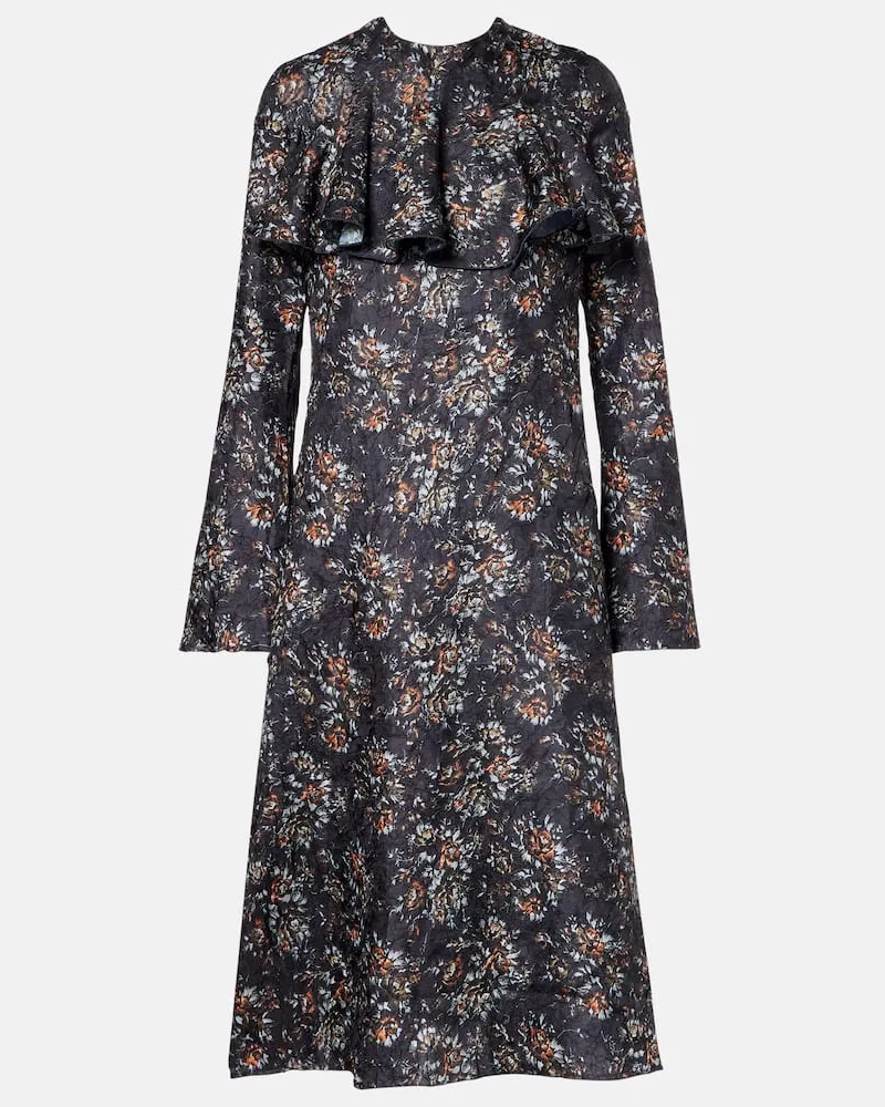 Ganni Bedrucktes Midikleid Schwarz