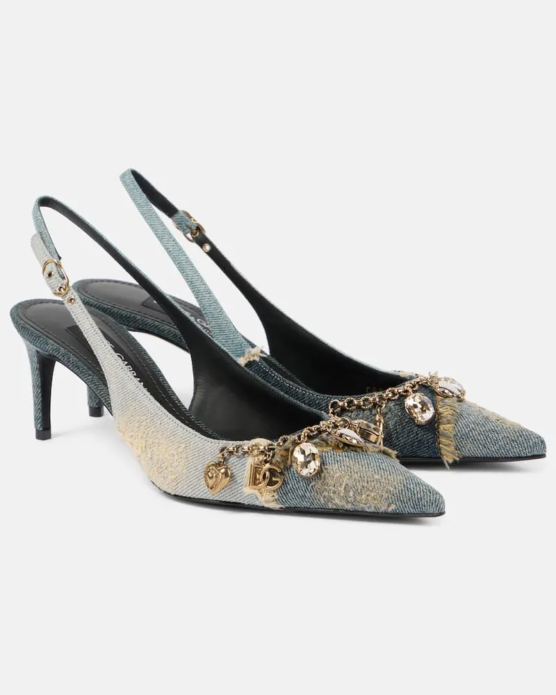 Dolce & Gabbana Slingback-Pumps aus Denim Blau