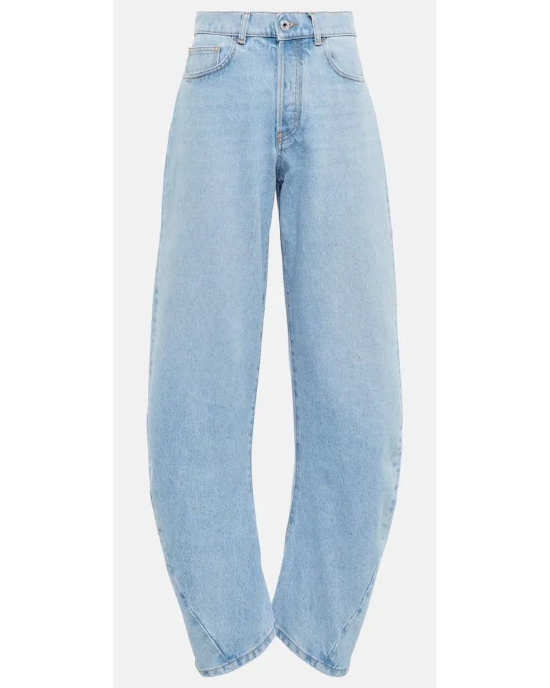 OFF-WHITE High-Rise Jeans Bleach Twist Blau