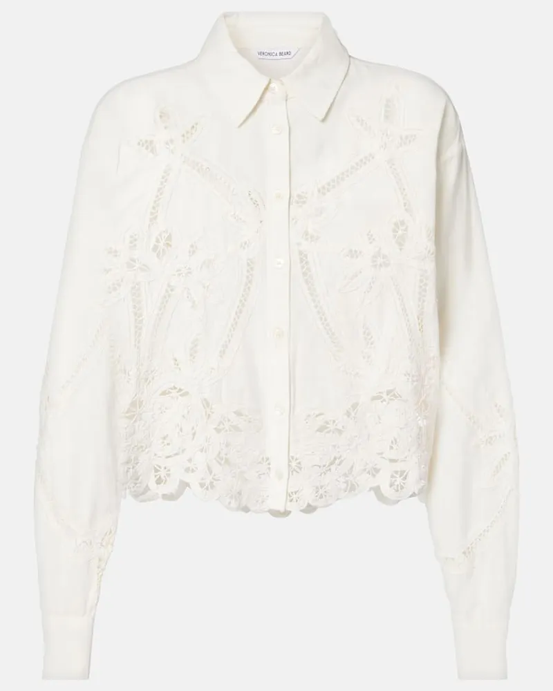 Veronica Beard Hemd Aderes aus Baumwolle und Leinen Weiß