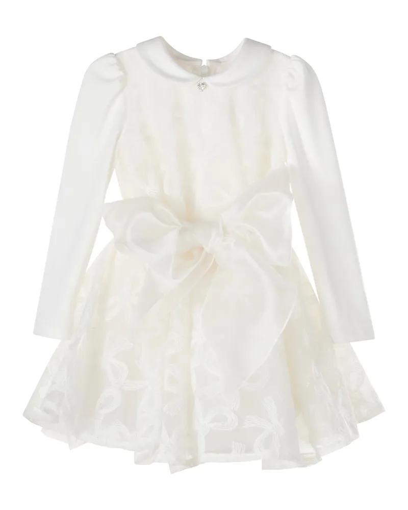 Monnalisa Baby Besticktes Kleid Weiß