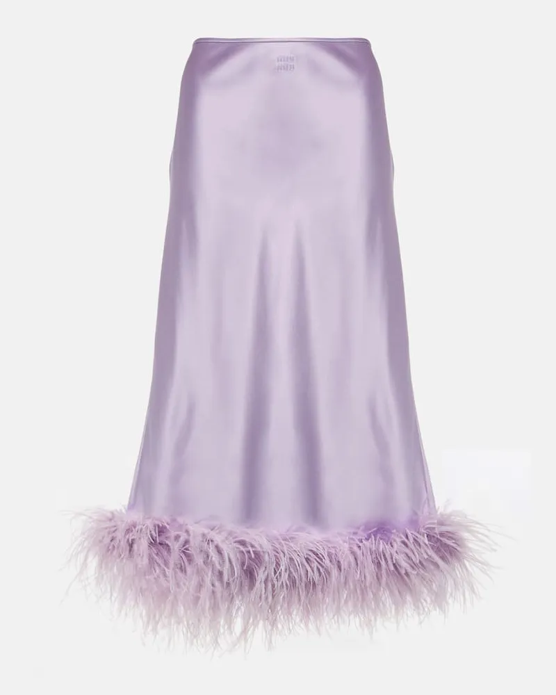 Miu Miu Midirock aus Satin mit Federn Violett