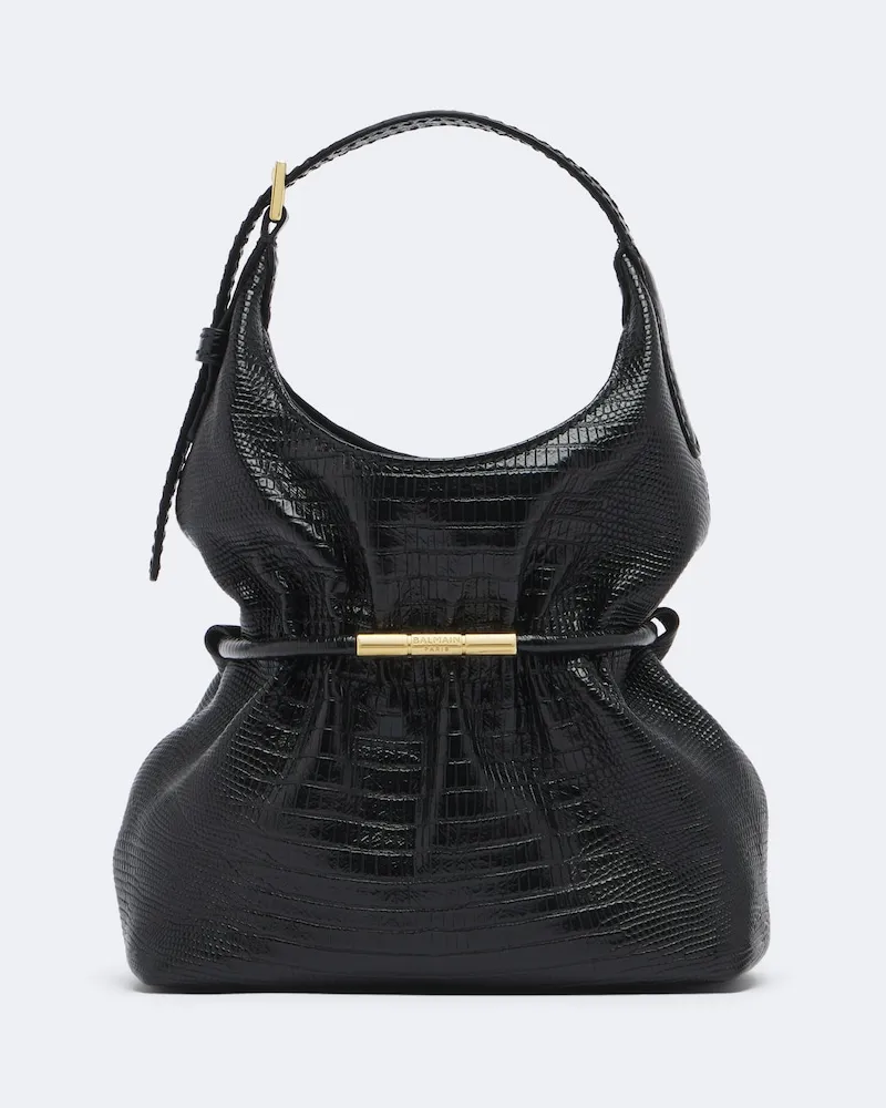 Balmain Henkeltasche Sphynx Mini aus Leder Schwarz