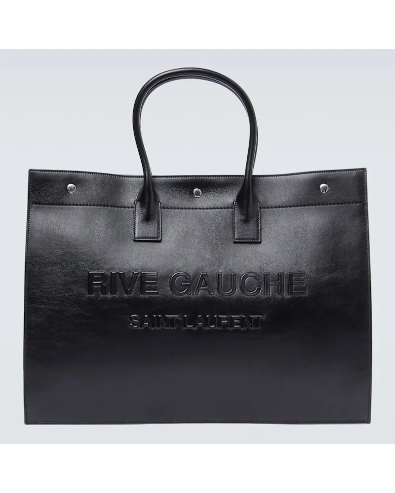 Saint Laurent Tote Bag Rive Gauche aus Leder Schwarz