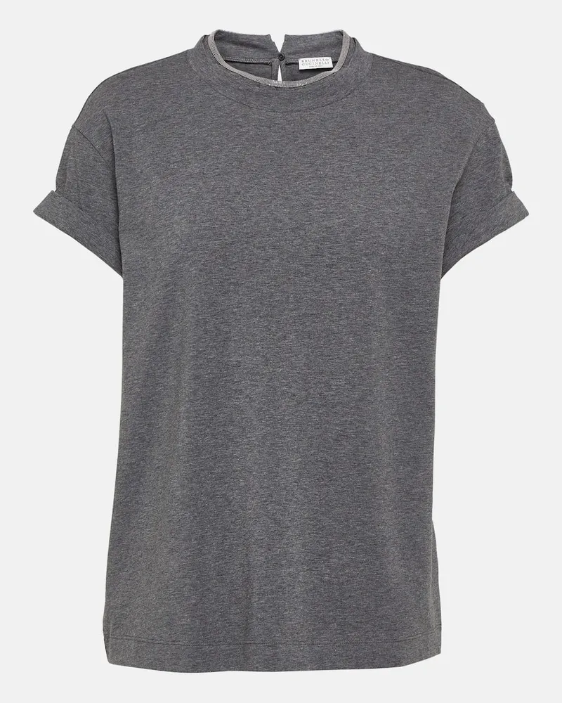 Brunello Cucinelli T-Shirt aus einem Baumwollgemisch Grau