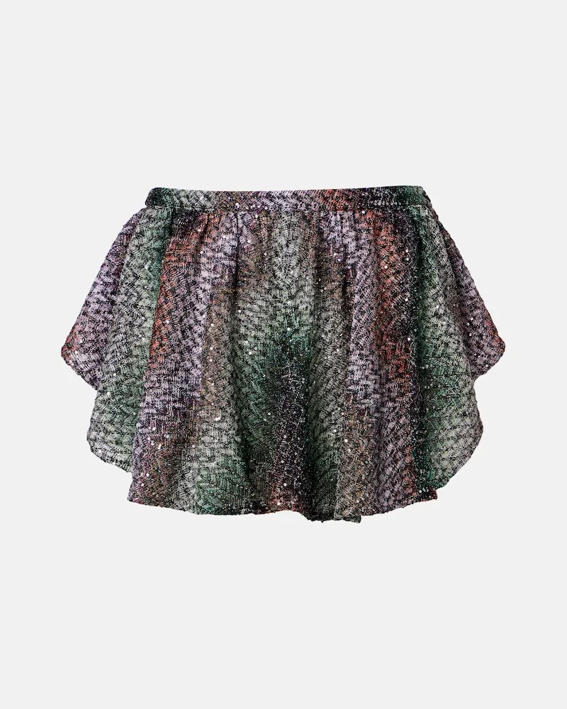 Missoni Minirock aus Häkelstrick mit Pailletten Multicolor