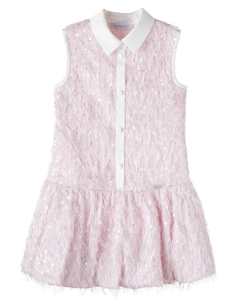 Monnalisa Hemdblusenkleid mit Pailletten Pink