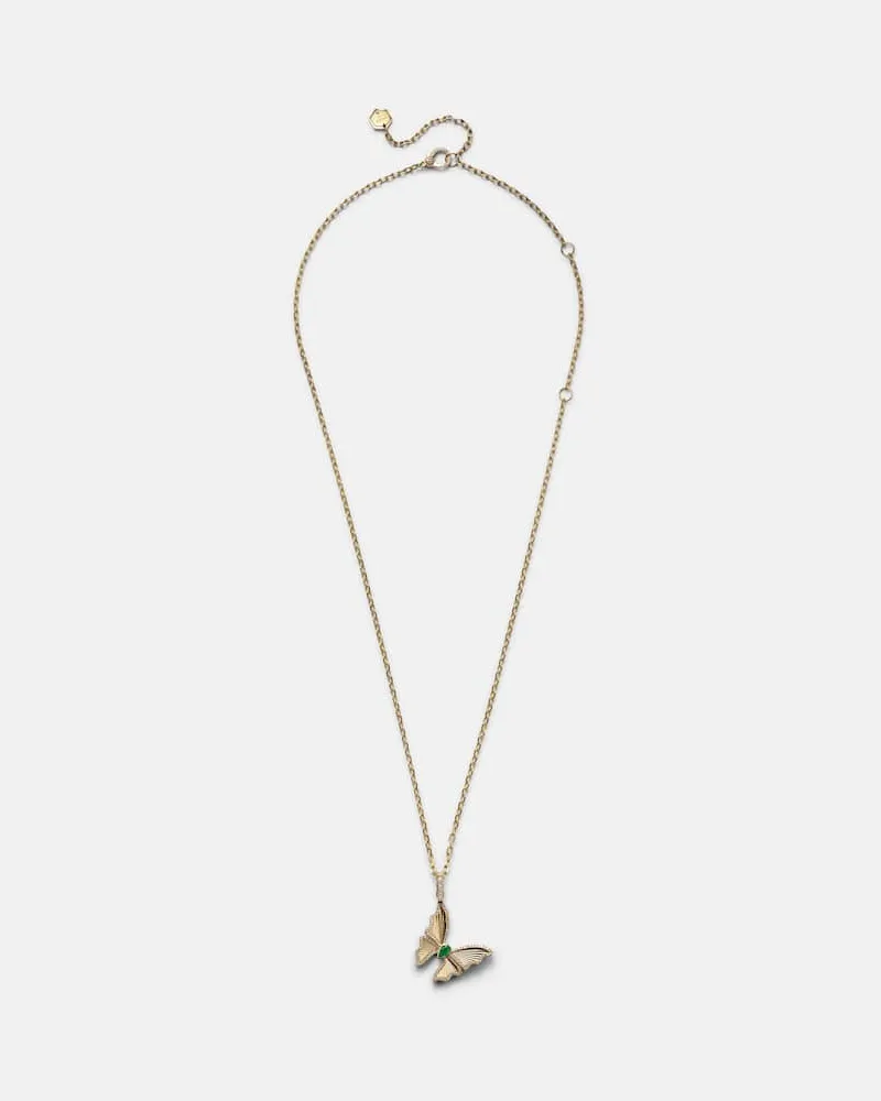 SHAY Halskette Butterfly aus 18kt Gelbgold mit Diamanten und Smaragd Gold