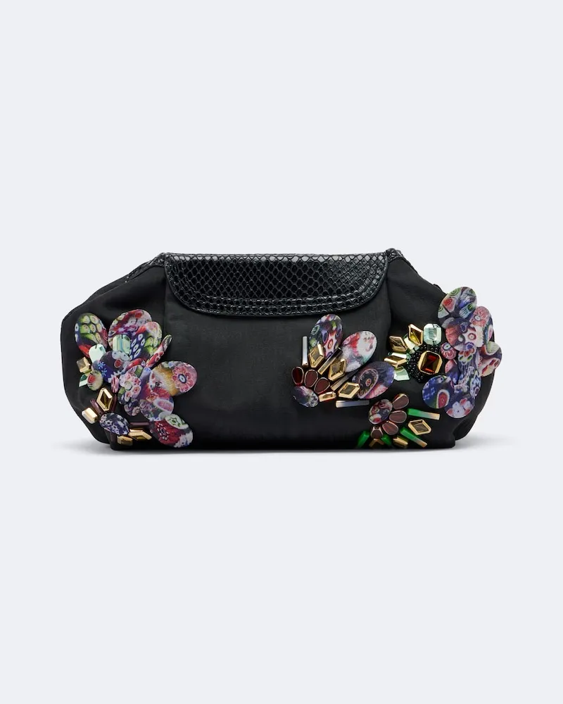 Dries van Noten Verzierte Clutch mit Leder Schwarz