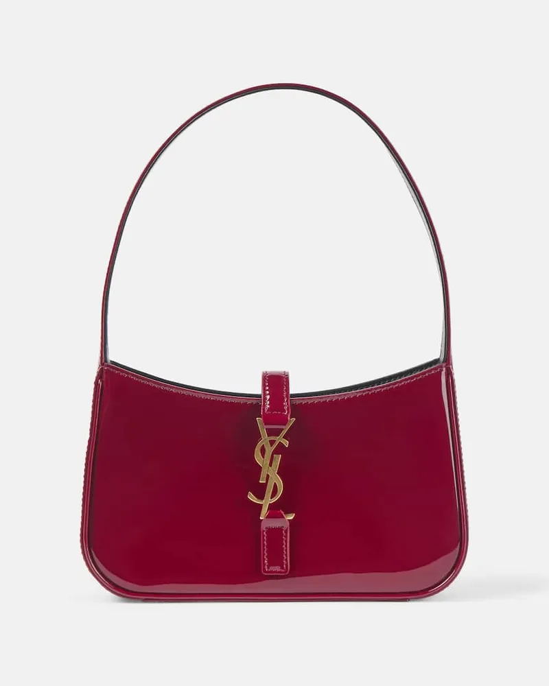 Saint Laurent Schultertasche Le 5 à 7 Mini aus Lackleder Rot