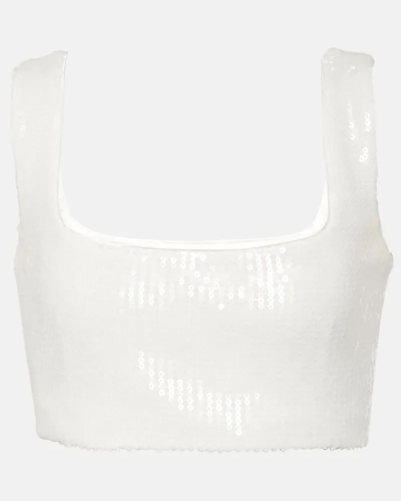GALVAN Bridal Cropped-Top Beating Heart mit Pailletten Weiß