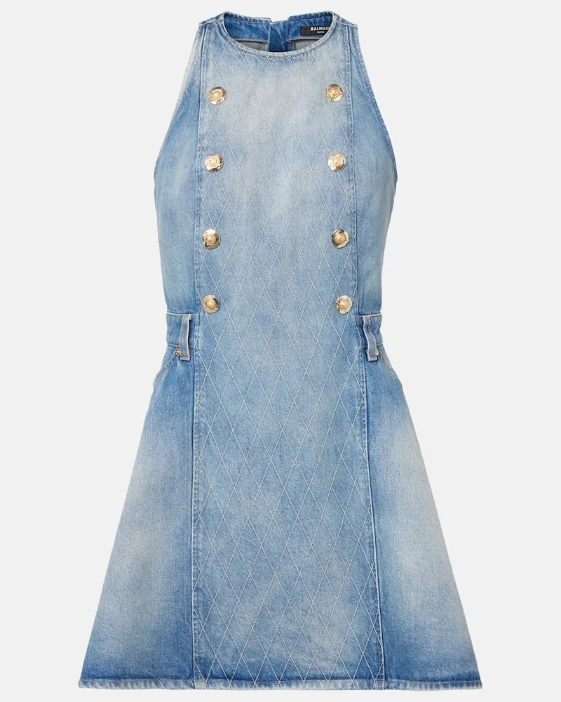Balmain Minikleid aus Denim Blau