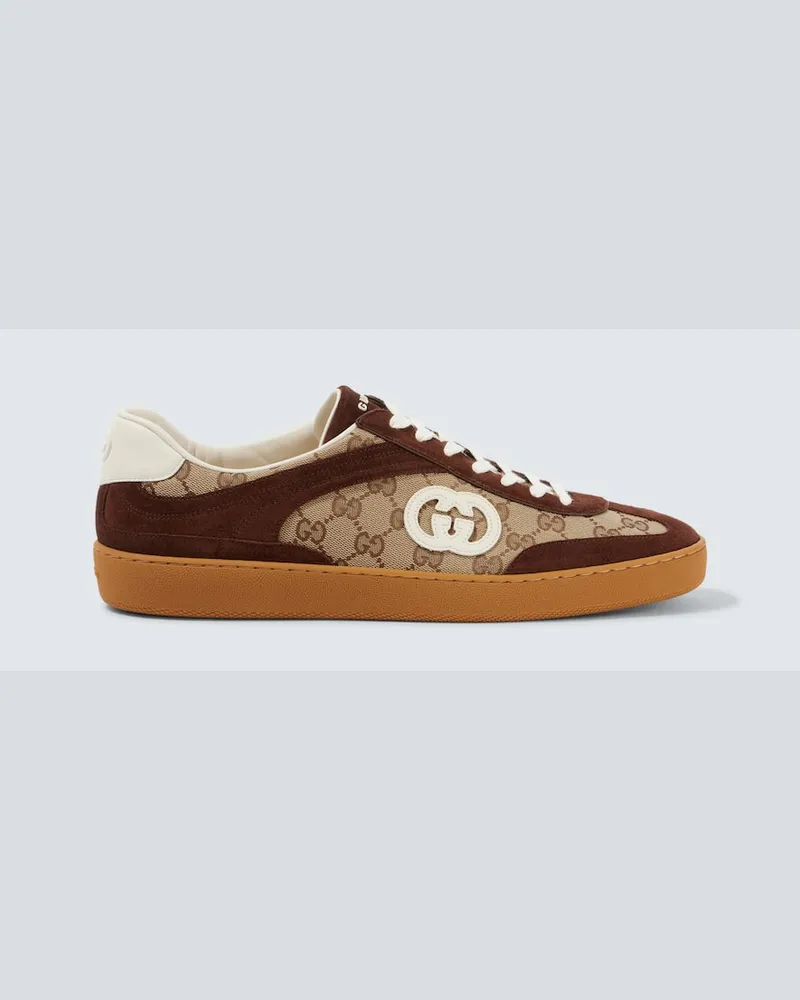 Gucci Sneakers Interlocking G mit Veloursleder Braun