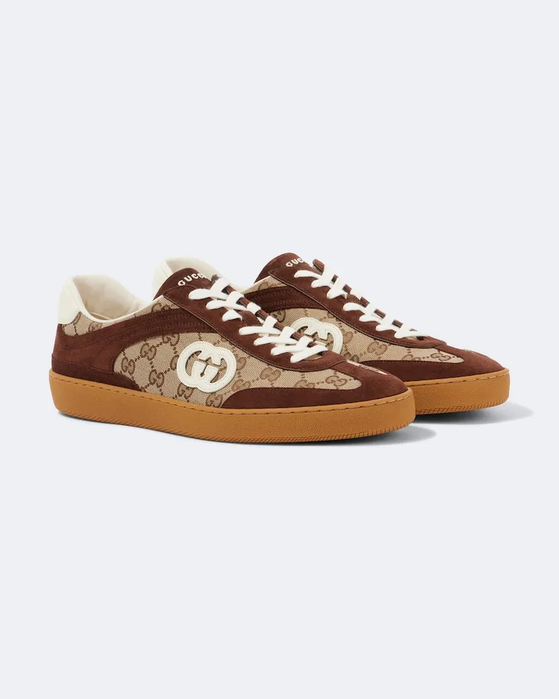 Gucci Sneakers Interlocking G mit Veloursleder Braun