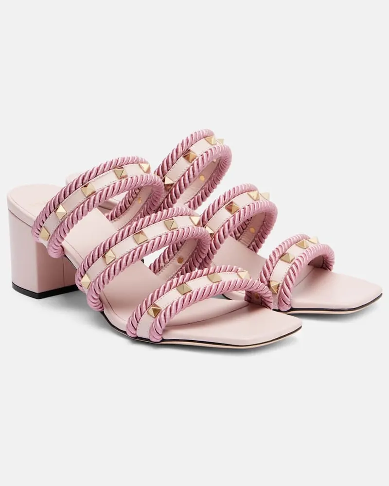 Valentino Garavani Sandalen Rockstud Torchon 60 aus Leder Pink