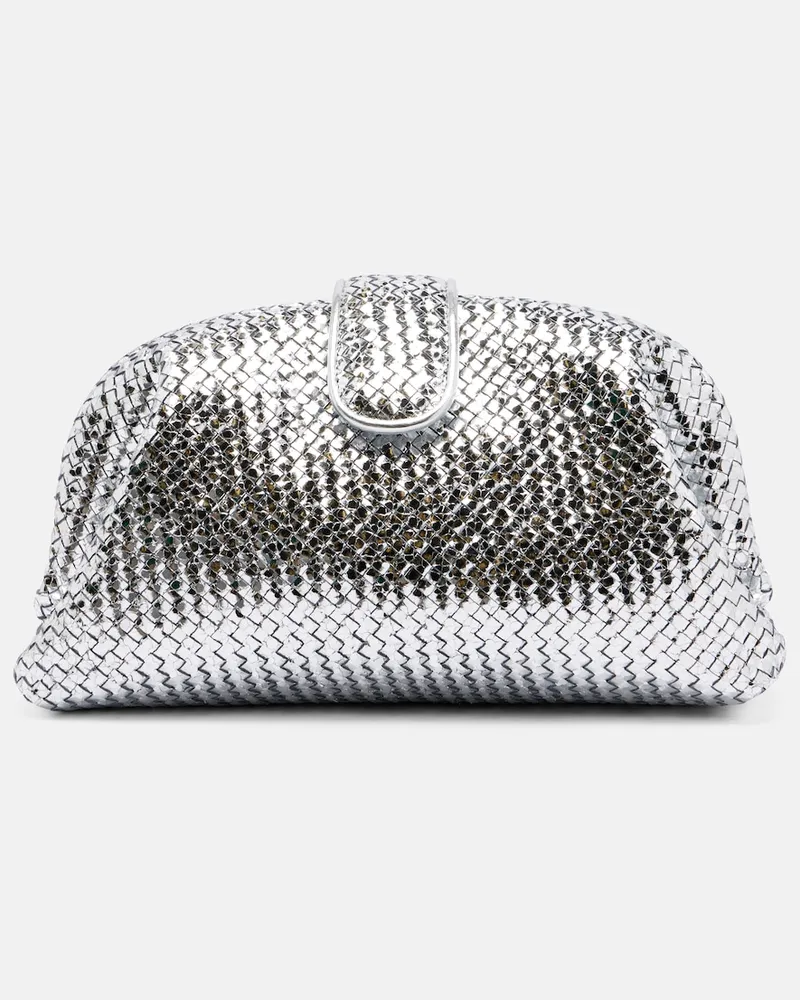 Bottega Veneta Clutch Lauren 1980 Medium  aus Leder Silber