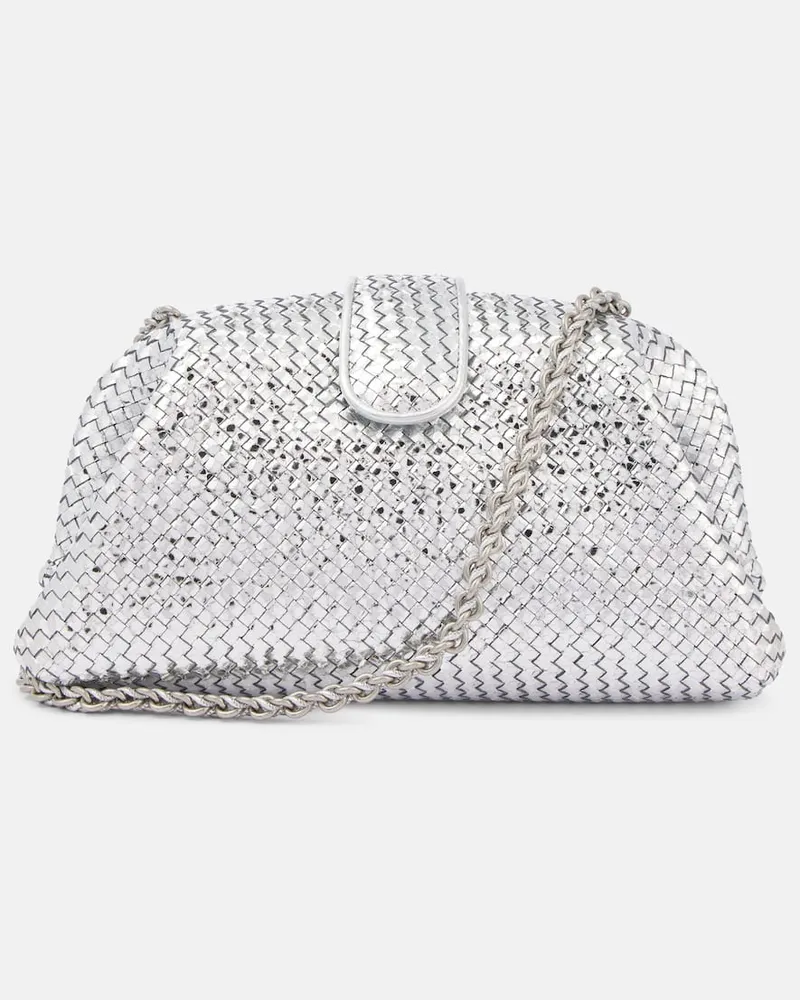 Bottega Veneta Clutch Lauren 1980 Medium  aus Leder Silber