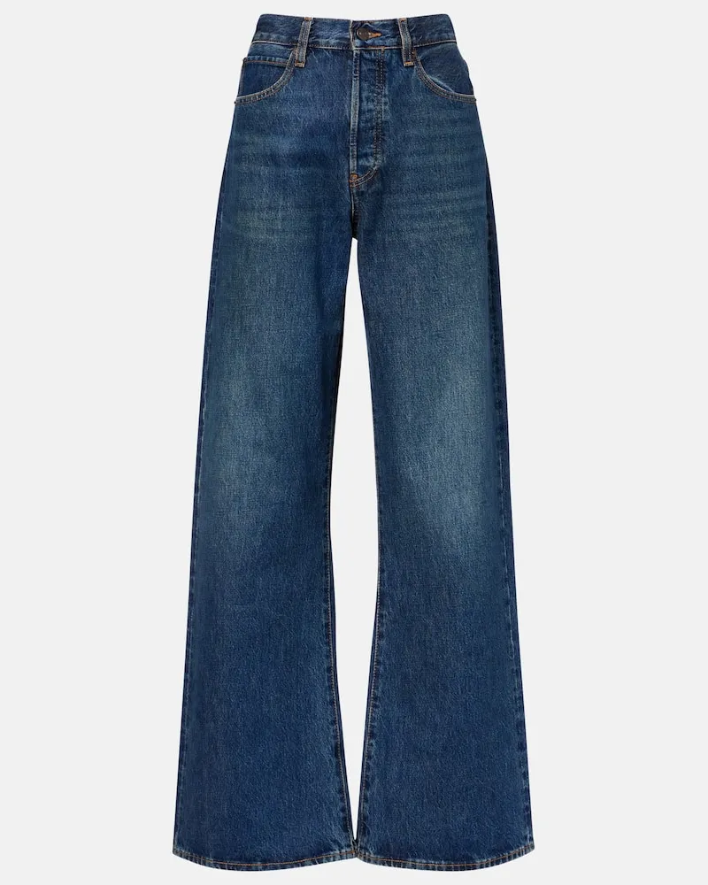 Frame Denim Low-Rise Wide-Leg Jeans Loose Blau