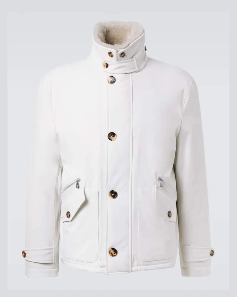 Brunello Cucinelli Jacke mit Shearling Weiß