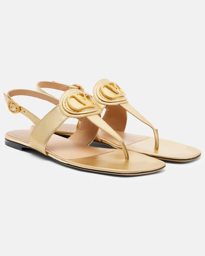 Valentino Garavani Sandalen VLogo aus Metallic-Leder Gold