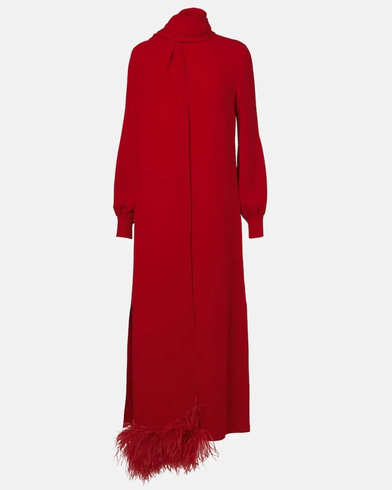Valentino Garavani Robe aus Cady Couture mit Federn Rot
