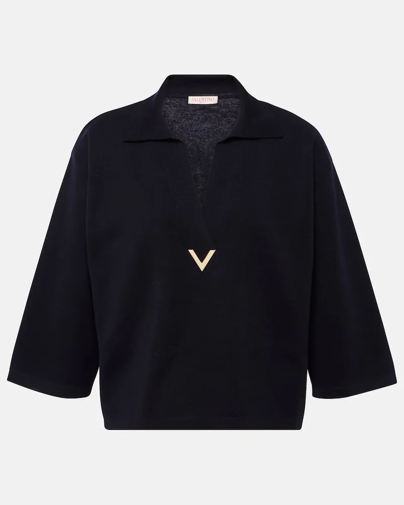 Valentino Garavani Top VGold aus Schurwolle Blau