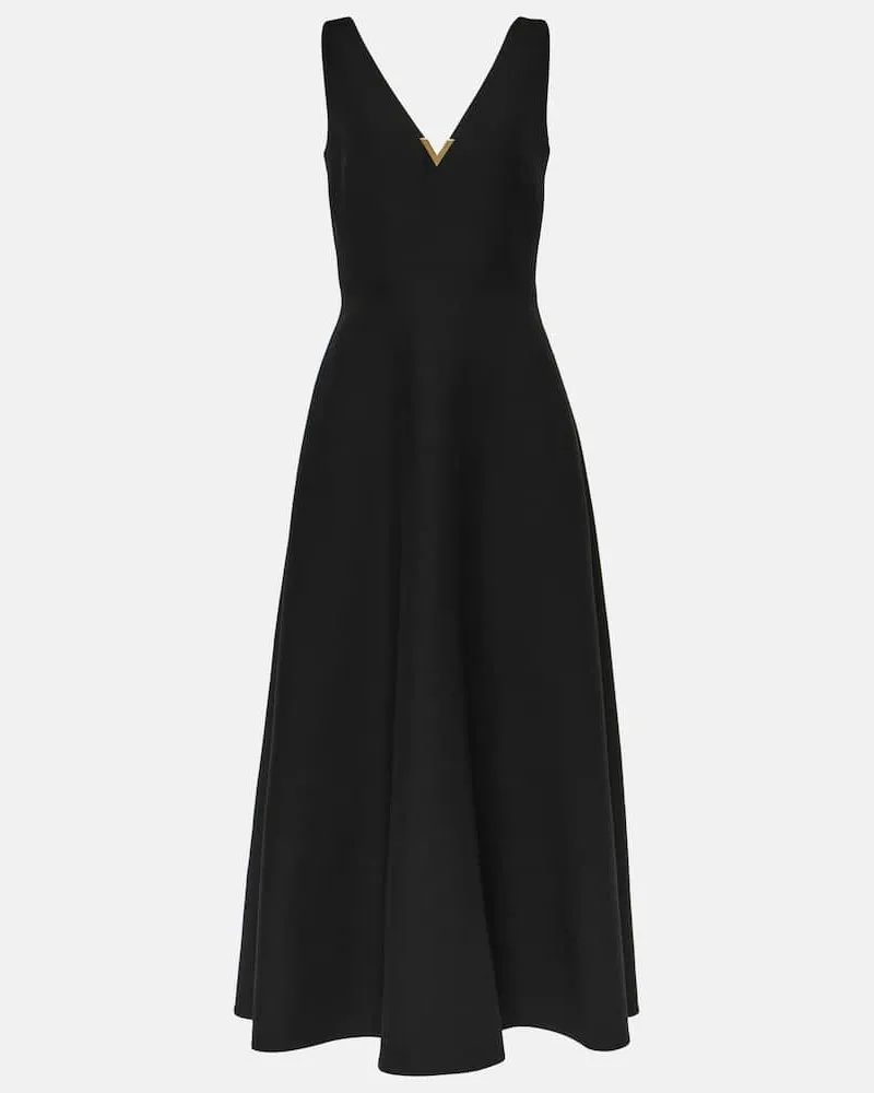 Valentino Garavani Midikleid VGold aus Crepe Couture Schwarz