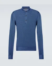 Tom Ford Polopullover aus Kaschmir und Seide Blau