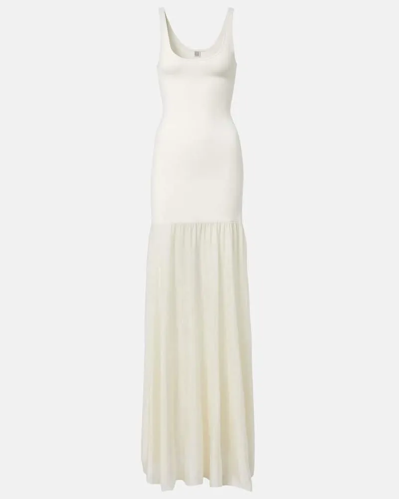 Totême Maxikleid Evening aus Jersey Weiß