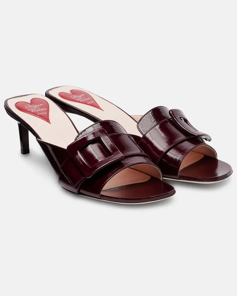 Roger Vivier Pantoletten Viv' Canard 55 aus Leder Burgunderrot