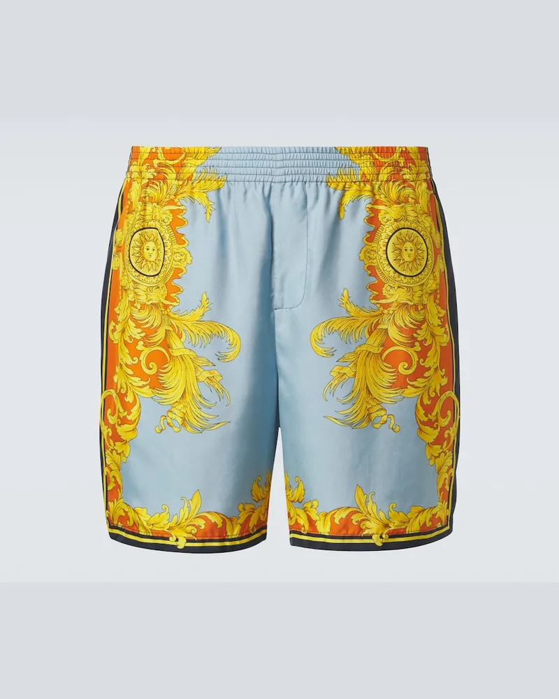 Versace Bedruckte Shorts aus Seide Multicolor