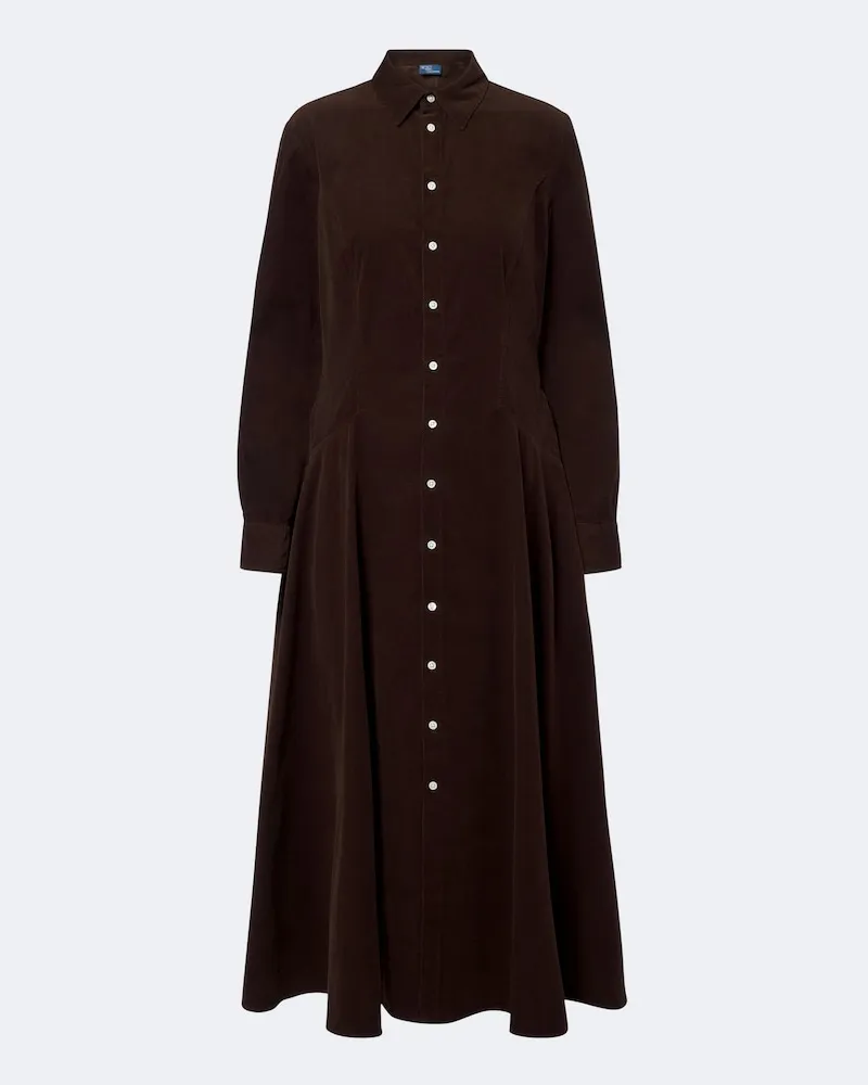 Ralph Lauren Midikleid aus Baumwoll-Cord Braun