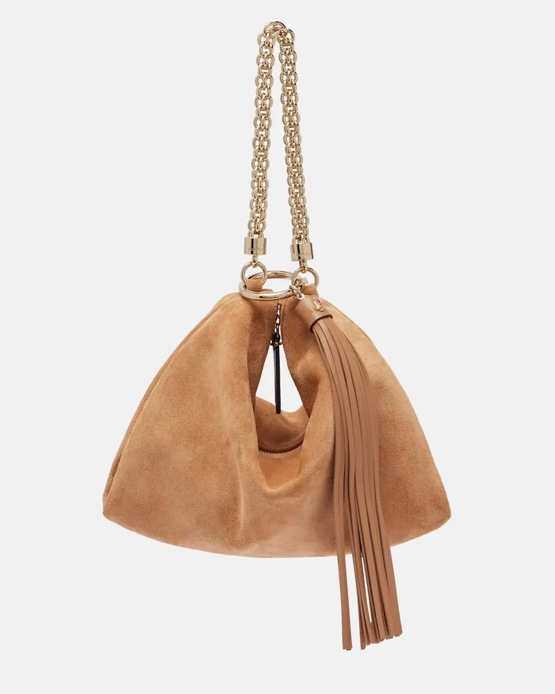 Jimmy Choo Clutch Callie aus Veloursleder Beige