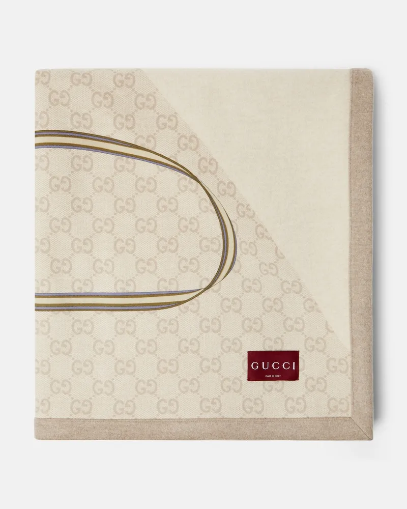 Gucci Decke GG aus Wolle Beige