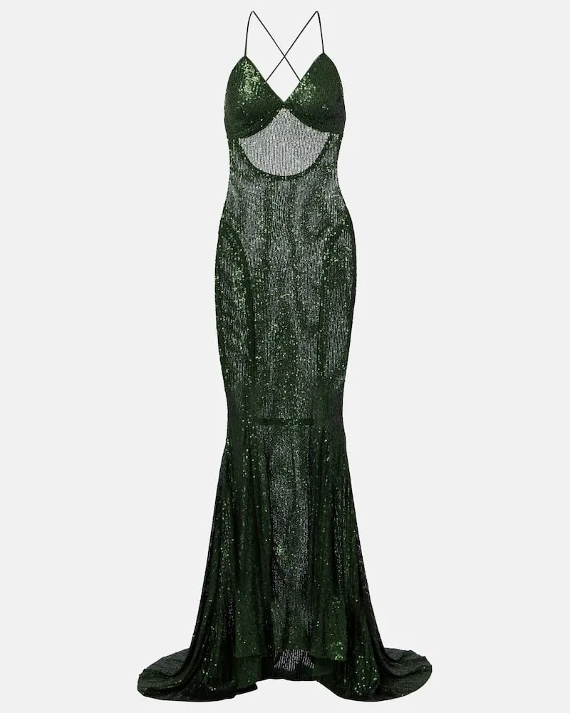 Norma Kamali Robe mit Pailletten Grün