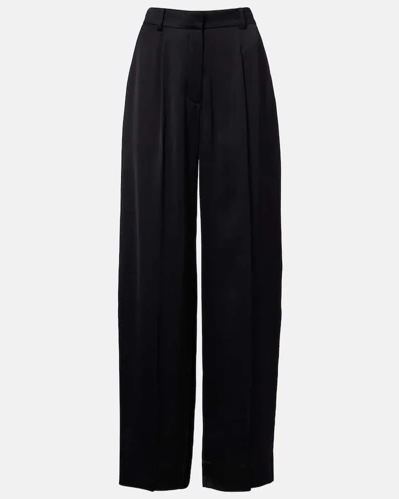 Totême Weite Hose aus Satin Schwarz